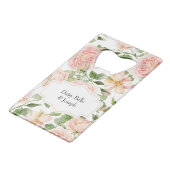 Elegant Floral Botanical Rose Pink Wedding Geldbeutel Flaschenöffner (Rückseite Schrägansicht)