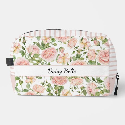 Elegant Floral Botanical Rose Pink Wedding Pouch Waschbeutel (Vorderseite)