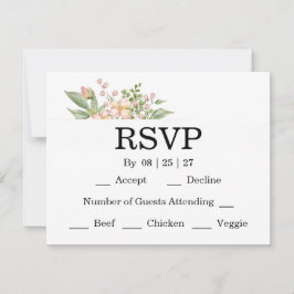 Elegant Floral Botanical Rose Pink Wedding RSVP Karte