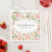 Elegant Floral Botanical Rose Pink Wedding Serviette (Beispiel)
