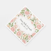 Elegant Floral Botanical Rose Pink Wedding Serviette (Ecke)