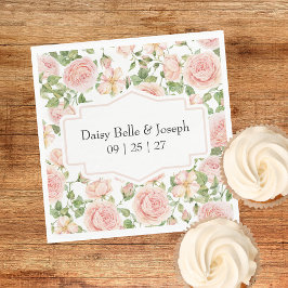 Elegant Floral Botanical Rose Pink Wedding Serviette