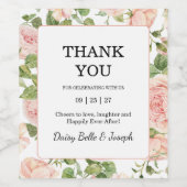 Elegant Floral Botanical Rose Pink Wedding Weinetikett (Einzelnes Label)