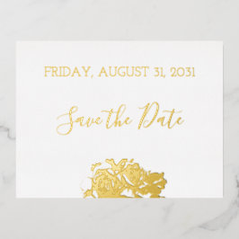 Elegant floral Botaniqe Gold Wedding Save the Date Folien Feiertagspostkarte