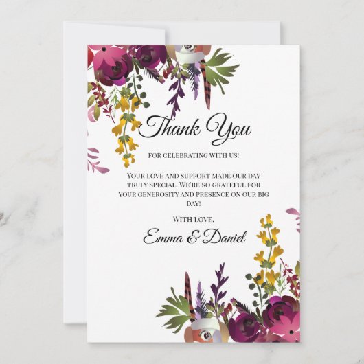 Elegant Floral Bouquet Dankeskarte (Vorderseite)