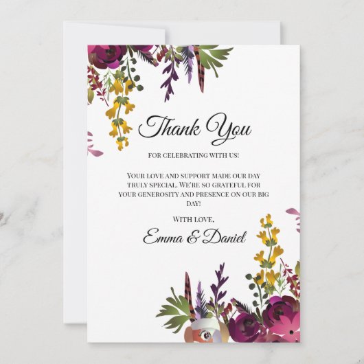 Elegant Floral Bouquet Dankeskarte (Vorderseite)