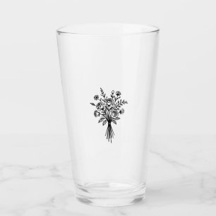 Elegant Floral Bouquet Line Art Glas