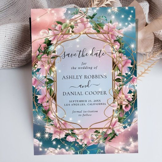 Elegant Floral Bouquet Rosy Save the Date Einladung