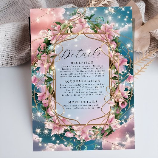 Elegant Floral Bouquet Rosy Wedding Begleitkarte