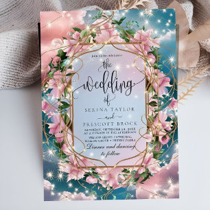 Elegant Floral Bouquet Rosy Wedding Einladung