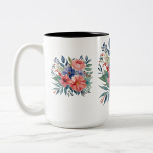 Elegant Floral Bouquet Zwei-Tone-Tasse - 15 oz Zweifarbige Tasse