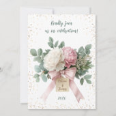 Elegant Floral Bow Wedding Einladung (Rückseite)