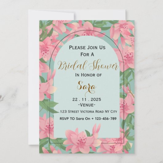 Elegant Floral Bridal Shower Invitation Einladung (Vorderseite)