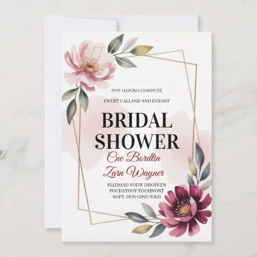 Elegant Floral Bridal Shower Invitation | Modern  Einladung (Vorderseite)
