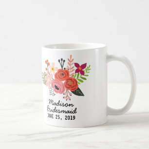 Elegant Floral Bridesmaid Kaffeetasse