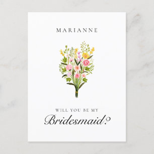Elegant Floral Bridesmaid Vorschlag Postkarte