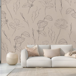 Elegant Floral Brown Tapete