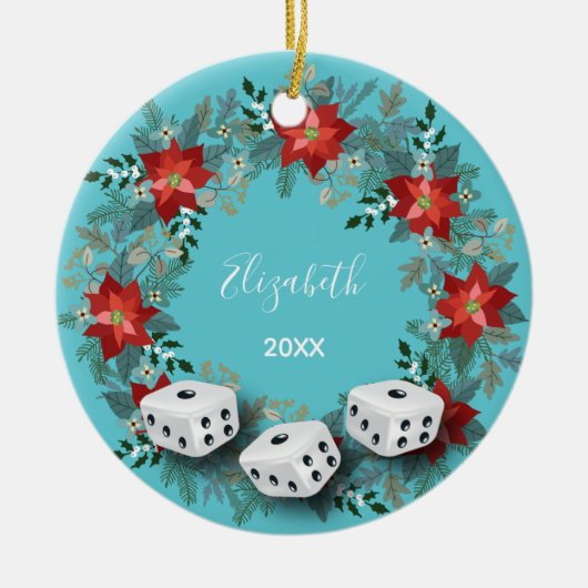 Elegant Floral Bunco Dice Keramik Ornament (Vorne)