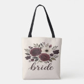 Elegant Floral Burgundy Bride  Tasche (Rückseite)