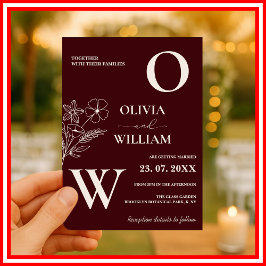 Elegant Floral Burgundy & Ivory Formal Wedding Einladung