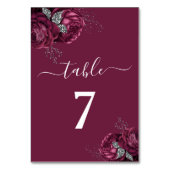 Elegant Floral Burgundy Peonies Tischnummer (Rückseite)