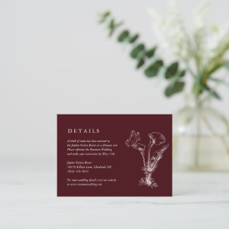 Elegant Floral Burgundy Wedding Details Card Begleitkarte