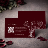 Elegant Floral Burgundy Wedding Details QR Code  Begleitkarte