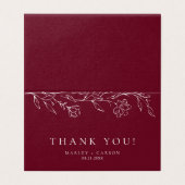 Elegant Floral Burgundy Wedding Folded Thank You (Außenseite Aufgefaltet)