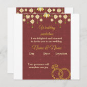 Elegant Floral Burgundy Wedding Invitation Einladung (Vorne/Hinten)