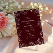 Elegant Floral Burgundy Wedding Invitation Einladung