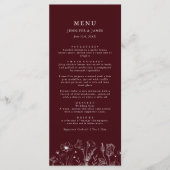 Elegant Floral Burgundy Wedding  Menükarte (Vorderseite)
