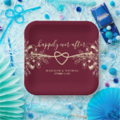 Elegant Floral Burgundy Wedding Pappteller (Party)