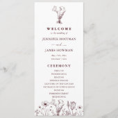 Elegant Floral Burgundy Wedding  Programm (Vorderseite)