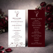 Elegant Floral Burgundy Wedding  Programm