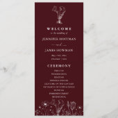 Elegant Floral Burgundy Wedding  Programm (Vorderseite)
