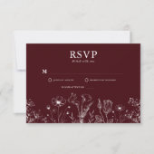 Elegant Floral Burgundy Wedding  RSVP Karte (Vorderseite)