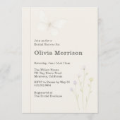 Elegant Floral Butterflies QR Code Bridal Shower Einladung (Vorderseite)