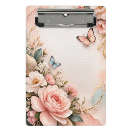 Elegant Floral Butterfly Clipboard Mini Klemmbrett