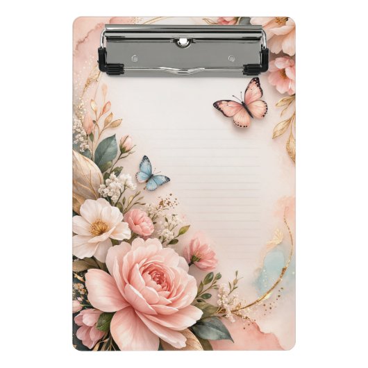 Elegant Floral Butterfly Clipboard Mini Klemmbrett (Vorderseite)