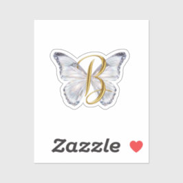 Elegant Floral Butterfly Letter B - Artistic Monog Aufkleber