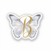 Elegant Floral Butterfly Letter B - Artistic Monog Aufkleber (Vorderseite)