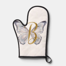 Elegant Floral Butterfly Letter B - Artistic Monog Ofenhandschuh