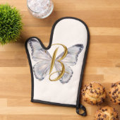 Elegant Floral Butterfly Letter B - Artistic Monog Ofenhandschuh (Oben unten)