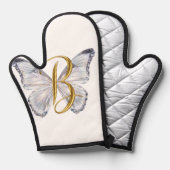 Elegant Floral Butterfly Letter B - Artistic Monog Ofenhandschuh (Vorderseite/Rückseite)