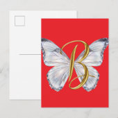 Elegant Floral Butterfly Letter B - Artistic Monog Postkarte (Vorne/Hinten)