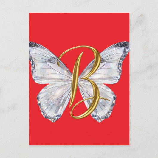 Elegant Floral Butterfly Letter B - Artistic Monog Postkarte (Vorderseite)
