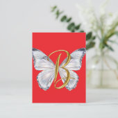 Elegant Floral Butterfly Letter B - Artistic Monog Postkarte (Stehend Vorderseite)