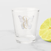 Elegant Floral Butterfly Letter B - Artistic Monog Schnapsglas (Rückseite)