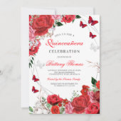 Elegant Floral Butterfly Quinceañera Invitation Einladung (Vorderseite)