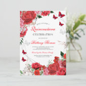 Elegant Floral Butterfly Quinceañera Invitation Einladung (Stehend Vorderseite)